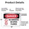 Signmission No Smoking Or Open Flames Danger Sign, Plastic, 18in W x 12in L, 2PK OS-2PACK-DS-P-1218-L-1475 - alternate 3